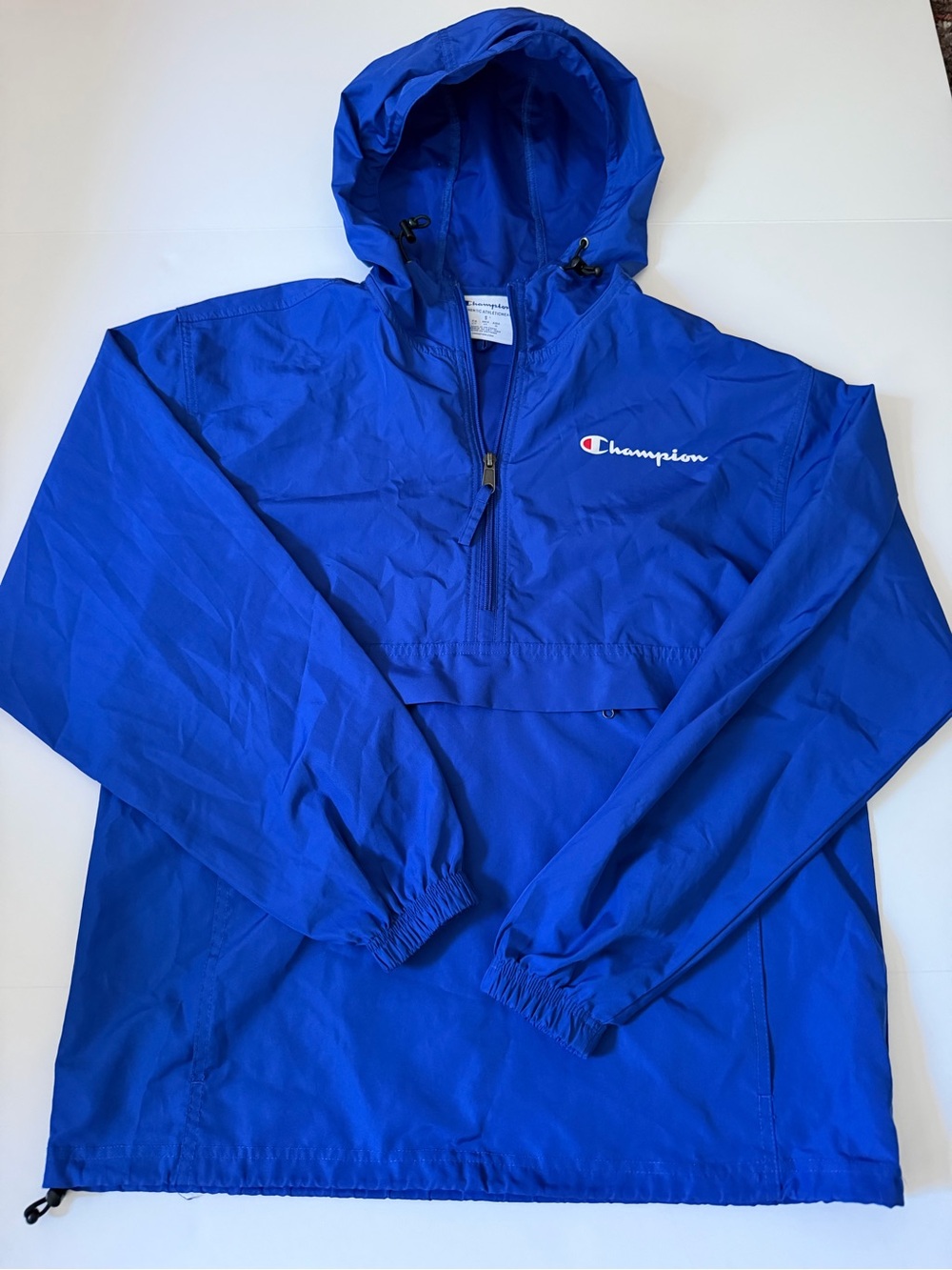 90’s Champion Royal Blue Hooded Pullover Windbreaker Jacket